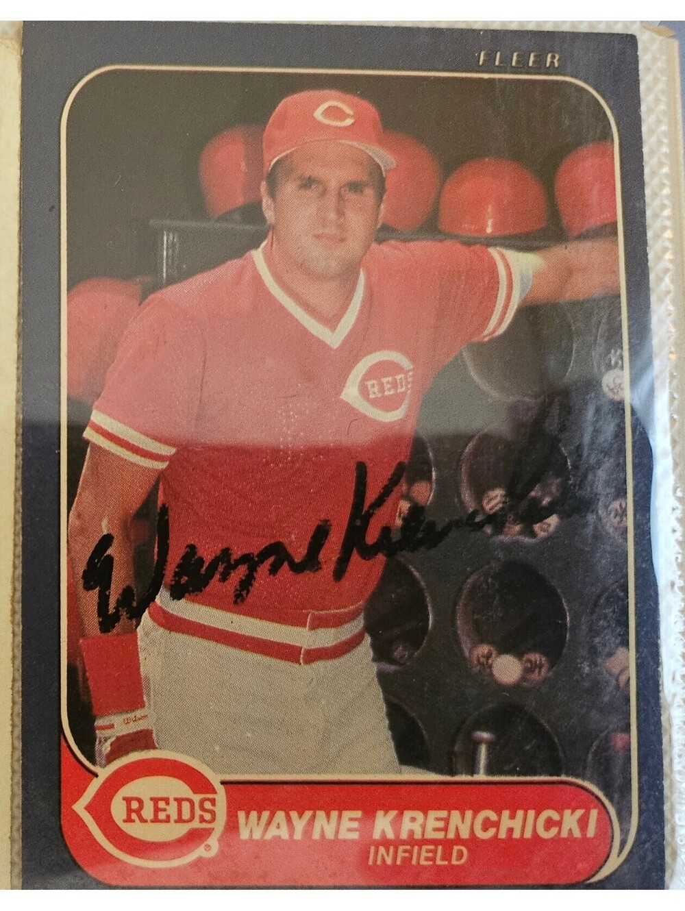 AUTOGRAPH/SIGNED - WAYNE KRENCHICKI - Fleer - Cincinnati Reds